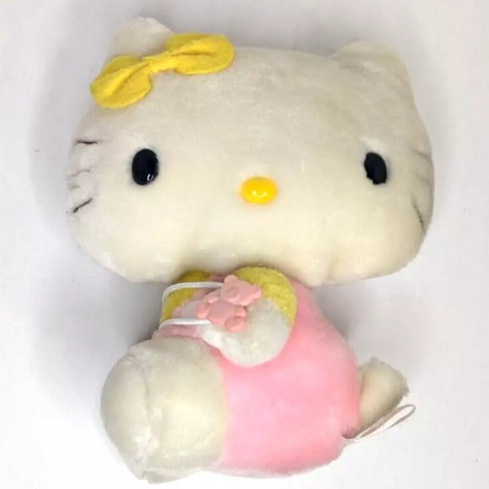 Vintage Hello Kitty Sanrio Curtain Button 7.5 in Plush Stuffed Animal